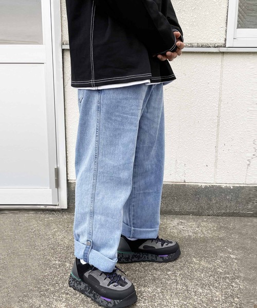 ARCADE(アーケード)の「ワイド デニムパンツ ロールアップ ビンテージウォッシュ ジーパン -ARCADE Limited Line-(デニムパンツ・メンズ・グレー/ライトブルー/サックスブルー・M/L/XL/2XL)」の11枚目の写真