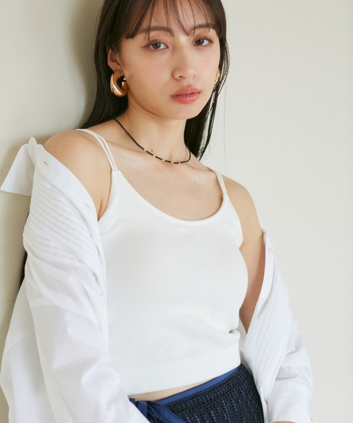 VIS(ビス)の「【洗える】ダブルストラップ短丈カップ付きキャミソール(キャミソール・レディース・ホワイト/ブラック/オフホワイト・FREE)」の8枚目の写真