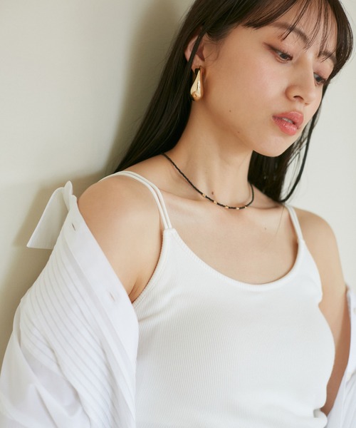 VIS(ビス)の「【洗える】ダブルストラップ短丈カップ付きキャミソール(キャミソール・レディース・ホワイト/ブラック/オフホワイト・FREE)」の7枚目の写真