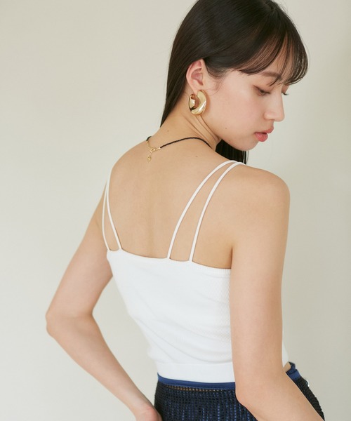 VIS(ビス)の「【洗える】ダブルストラップ短丈カップ付きキャミソール(キャミソール・レディース・ホワイト/ブラック/オフホワイト・FREE)」の6枚目の写真