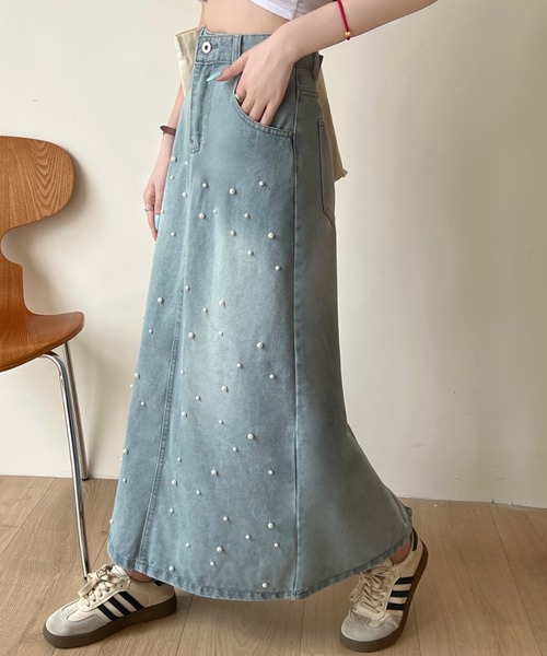 SHEENA(シーナ)の「パールデニムロングスカート(デニムスカート・レディース・サックスブルー・S/L/M)」の18枚目の写真