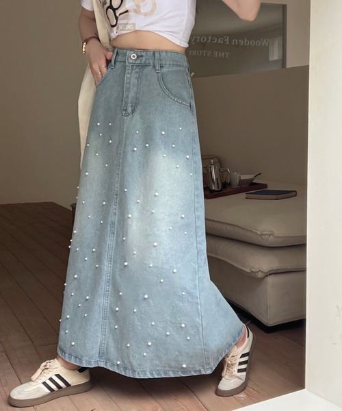 SHEENA(シーナ)の「パールデニムロングスカート(デニムスカート・レディース・サックスブルー・S/L/M)」の19枚目の写真