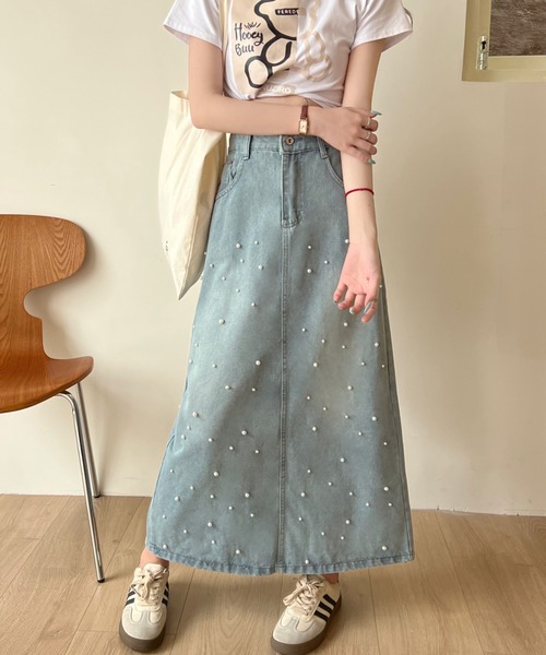 SHEENA(シーナ)の「パールデニムロングスカート(デニムスカート・レディース・サックスブルー・S/L/M)」の20枚目の写真