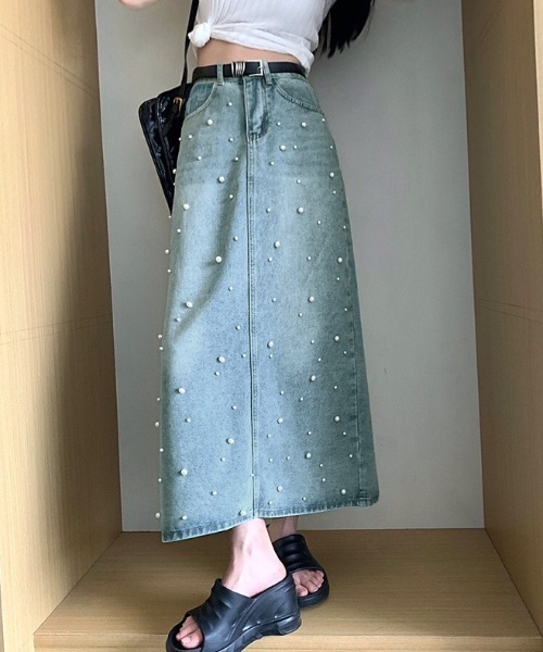 SHEENA(シーナ)の「パールデニムロングスカート(デニムスカート・レディース・サックスブルー・S/L/M)」の11枚目の写真