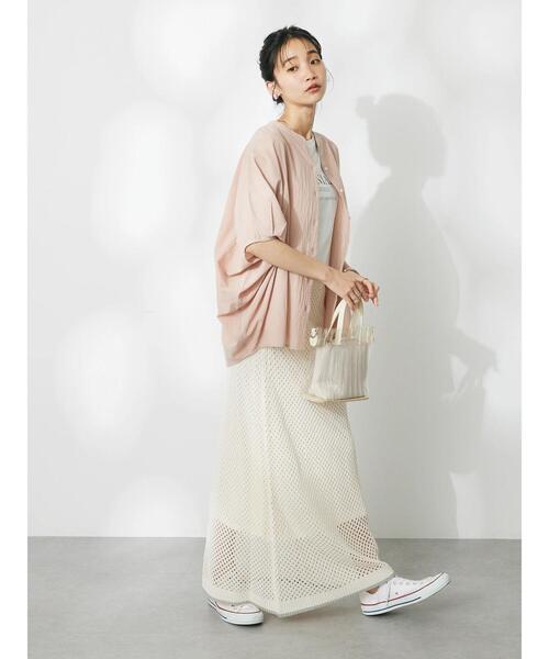 CRAFT STANDARD BOUTIQUE（クラフトスタンダードブティック）の「配色メッシュニットスカート（スカート・レディース・アイボリー/ブラック/グレイッシュブルー・FREE）」の13枚目の写真