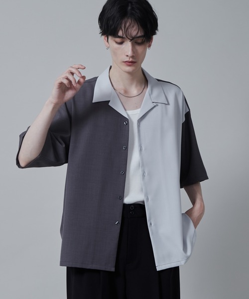 LUCY（ルーシー）の「LUCY/カラーブロックオープンカラーシャツ（シャツ/ブラウス・メンズ・ダークグレー/ベージュ・LARGE/MEDIUM）」の20枚目の写真