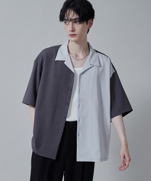 LUCY（ルーシー）の「LUCY/カラーブロックオープンカラーシャツ（シャツ/ブラウス・メンズ・ダークグレー/ベージュ・LARGE/MEDIUM）」の21枚目の写真