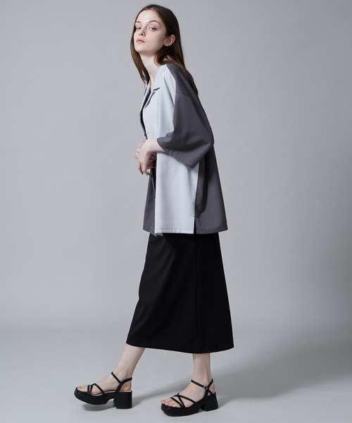 LUCY（ルーシー）の「LUCY/カラーブロックオープンカラーシャツ（シャツ/ブラウス・メンズ・ダークグレー/ベージュ・LARGE/MEDIUM）」の8枚目の写真