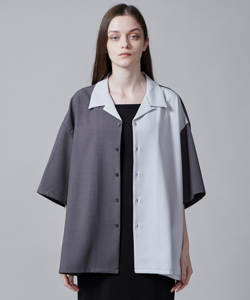 LUCY（ルーシー）の「LUCY/カラーブロックオープンカラーシャツ（シャツ/ブラウス・メンズ・ダークグレー/ベージュ・LARGE/MEDIUM）」の9枚目の写真