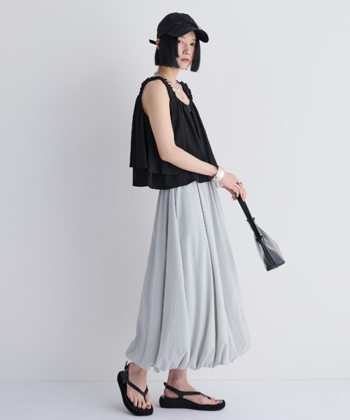 MERLOT（メルロー）の「ティアードクロップドビスチェ（タンクトップ・レディース・ホワイト/ブラック・FREE）」の3枚目の写真