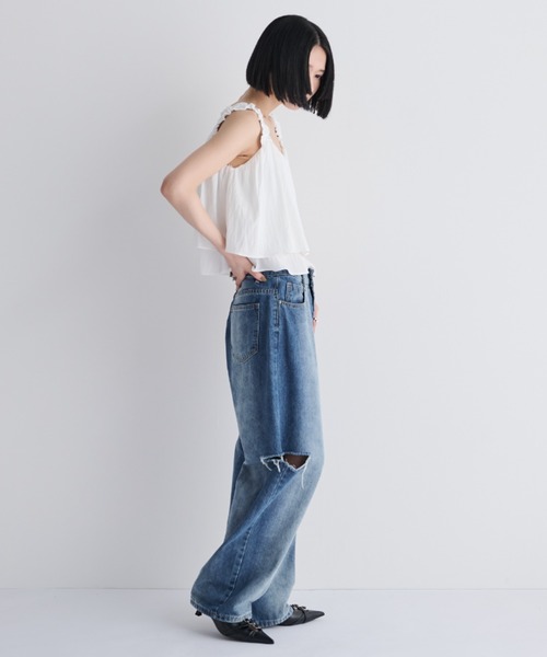 MERLOT（メルロー）の「ティアードクロップドビスチェ（タンクトップ・レディース・ホワイト/ブラック・FREE）」の14枚目の写真