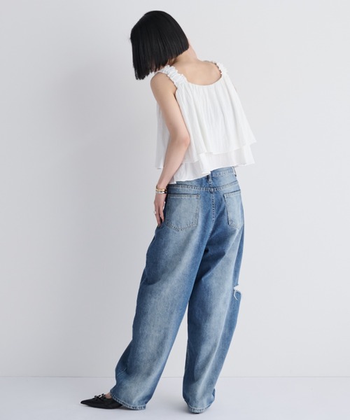 MERLOT（メルロー）の「ティアードクロップドビスチェ（タンクトップ・レディース・ホワイト/ブラック・FREE）」の15枚目の写真