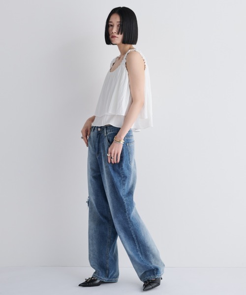 MERLOT（メルロー）の「ティアードクロップドビスチェ（タンクトップ・レディース・ホワイト/ブラック・FREE）」の16枚目の写真