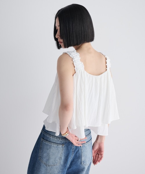 MERLOT（メルロー）の「ティアードクロップドビスチェ（タンクトップ・レディース・ホワイト/ブラック・FREE）」の18枚目の写真