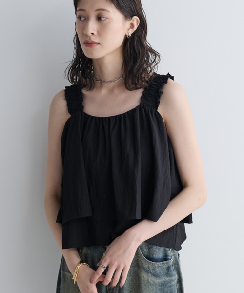 MERLOT（メルロー）の「ティアードクロップドビスチェ（タンクトップ・レディース・ホワイト/ブラック・FREE）」の20枚目の写真