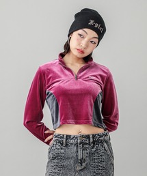 X-girl | VELOUR HALF ZIP TOP(パーカー)