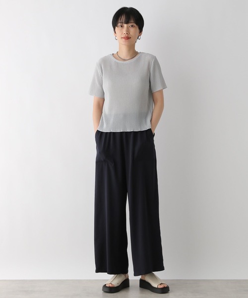 LEPSIM（レプシィム）の「ラメリブ5分袖クルー　126522（Tシャツ/カットソー・レディース・ライトグレー/ブラック・FREE）」の10枚目の写真