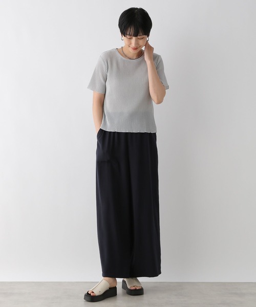 LEPSIM（レプシィム）の「ラメリブ5分袖クルー　126522（Tシャツ/カットソー・レディース・ライトグレー/ブラック・FREE）」の11枚目の写真