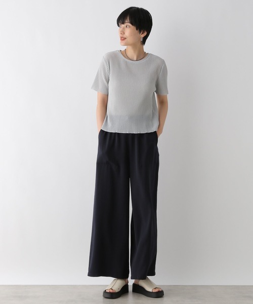 LEPSIM（レプシィム）の「ラメリブ5分袖クルー　126522（Tシャツ/カットソー・レディース・ライトグレー/ブラック・FREE）」の12枚目の写真