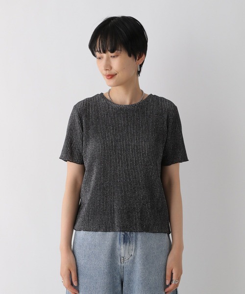 LEPSIM（レプシィム）の「ラメリブ5分袖クルー　126522（Tシャツ/カットソー・レディース・ライトグレー/ブラック・FREE）」の15枚目の写真