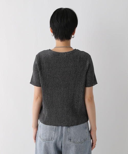 LEPSIM（レプシィム）の「ラメリブ5分袖クルー　126522（Tシャツ/カットソー・レディース・ライトグレー/ブラック・FREE）」の17枚目の写真