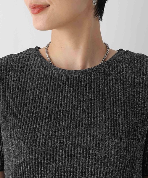 LEPSIM（レプシィム）の「ラメリブ5分袖クルー　126522（Tシャツ/カットソー・レディース・ライトグレー/ブラック・FREE）」の18枚目の写真