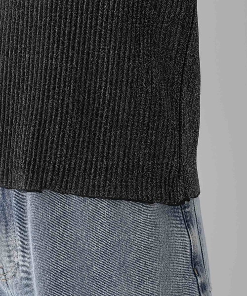 LEPSIM（レプシィム）の「ラメリブ5分袖クルー　126522（Tシャツ/カットソー・レディース・ライトグレー/ブラック・FREE）」の20枚目の写真