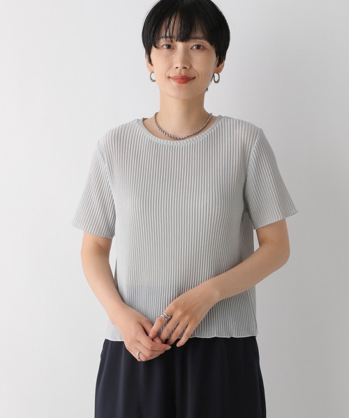 LEPSIM（レプシィム）の「ラメリブ5分袖クルー　126522（Tシャツ/カットソー・レディース・ライトグレー/ブラック・FREE）」の8枚目の写真