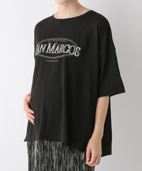 LEPSIM(レプシィム)の「【産前・産後対応】マタニティ/シアーロゴプリントTシャツ 127582(マタニティウェア/グッズ・レディース・ブルー/オフホワイト/ブラック・FREE)」の8枚目の写真