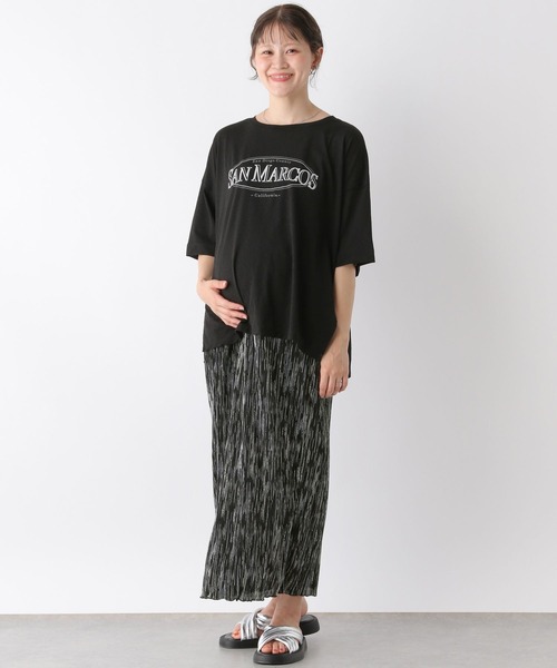 LEPSIM(レプシィム)の「【産前・産後対応】マタニティ/シアーロゴプリントTシャツ 127582(マタニティウェア/グッズ・レディース・ブルー/オフホワイト/ブラック・FREE)」の7枚目の写真