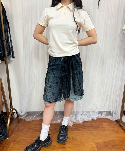 セール】【ZOZO限定】ハート刺繍襟付きTシャツ（Tシャツ