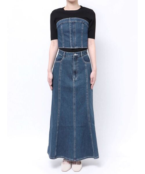 LAGUNAMOON（ラグナムーン）の「デニムビスチェ（ベスト・レディース・ブラック/インディゴブルー・FREE）」の8枚目の写真