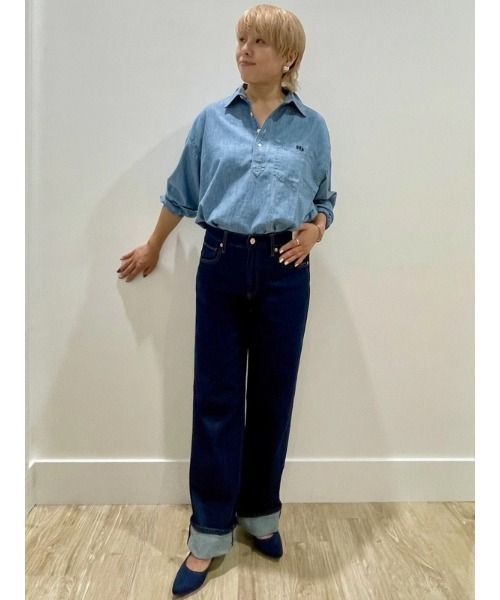 ☆新品タグ付☆ DAP/GAP・ウェスタンシャツ［S／インディゴブルー］ GAP（ギャップ）の「Gapロゴ プルオーバー シャンブレーシャツ（シャツ