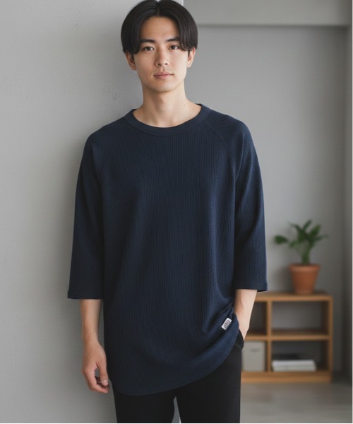 JEMORGAN(ジェーイーモーガン)の「【JEMORGAN / ジェーイーモーガン】ワッフル7分袖ラグランラウンドTシャツ(Tシャツ/カットソー・メンズ・カーキ/ネイビー/ブラック/ホワイト/杢グレー/ナチュラル/グリーン/サックスブルー/マスタード/モカ・M/L/XL/S)」の8枚目の写真