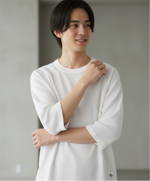 JEMORGAN(ジェーイーモーガン)の「【JEMORGAN / ジェーイーモーガン】ワッフル7分袖ラグランラウンドTシャツ(Tシャツ/カットソー・メンズ・カーキ/ネイビー/ブラック/ホワイト/杢グレー/ナチュラル/グリーン/サックスブルー/マスタード/モカ・M/L/XL/S)」の2枚目の写真
