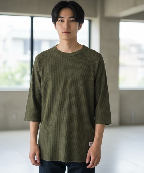 JEMORGAN(ジェーイーモーガン)の「【JEMORGAN / ジェーイーモーガン】ワッフル7分袖ラグランラウンドTシャツ(Tシャツ/カットソー・メンズ・カーキ/ネイビー/ブラック/ホワイト/杢グレー/ナチュラル/グリーン/サックスブルー/マスタード/モカ・M/L/XL/S)」の6枚目の写真