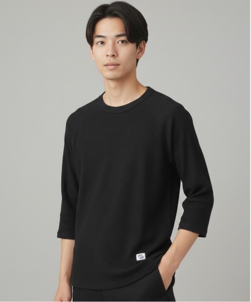 JEMORGAN(ジェーイーモーガン)の「【JEMORGAN / ジェーイーモーガン】ワッフル7分袖ラグランラウンドTシャツ(Tシャツ/カットソー・メンズ・カーキ/ネイビー/ブラック/ホワイト/杢グレー/ナチュラル/グリーン/サックスブルー/マスタード/モカ・M/L/XL/S)」の1枚目の写真