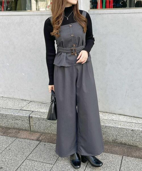 INGNI（イング）の「【WEB限定】ビスチェ＋パンツ／セットアップ（サロペット/オーバーオール・レディース・グレー/ブラック・M）」の13枚目の写真