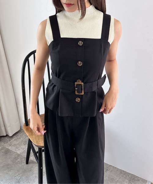 INGNI（イング）の「【WEB限定】ビスチェ＋パンツ／セットアップ（サロペット/オーバーオール・レディース・グレー/ブラック・M）」の21枚目の写真