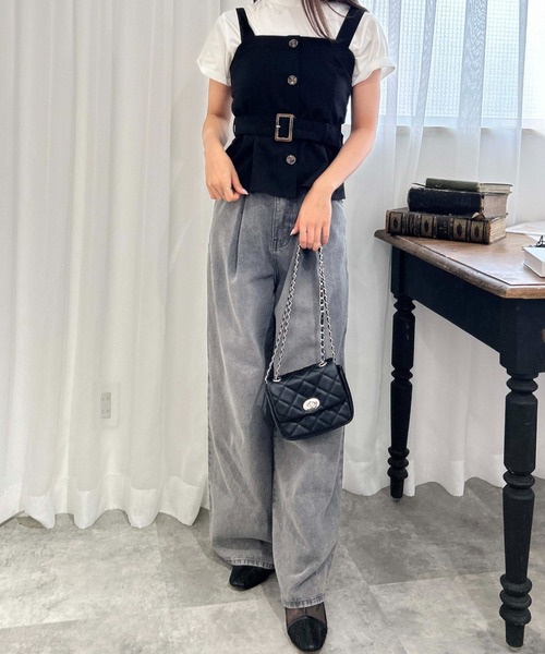 INGNI（イング）の「【WEB限定】ビスチェ＋パンツ／セットアップ（サロペット/オーバーオール・レディース・グレー/ブラック・M）」の18枚目の写真