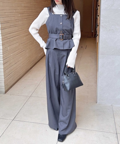 INGNI（イング）の「【WEB限定】ビスチェ＋パンツ／セットアップ（サロペット/オーバーオール・レディース・グレー/ブラック・M）」の16枚目の写真