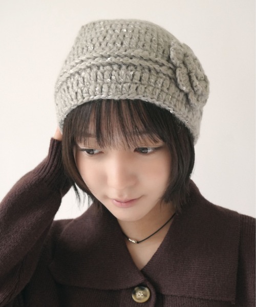 セール】【 SORUTT / ソルト 】 ローズモチーフ 編み込みビーニー