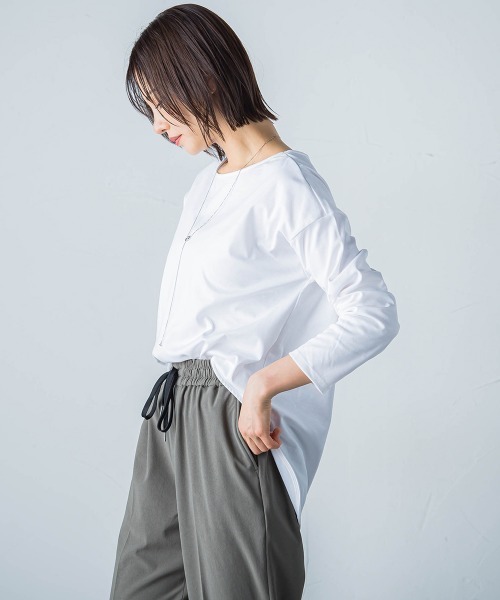 LAUTREAMONT（ロートレアモン）の「【WEB限定】UV/接触冷感スムースカットソー≪洗濯機で洗える≫（Tシャツ/カットソー・レディース・イエロー/ブラック/ライトグレー/ブラウン/ホワイト・7号/9号/11号）」の2枚目の写真