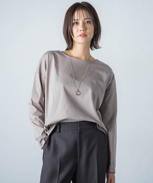 LAUTREAMONT（ロートレアモン）の「【WEB限定】UV/接触冷感スムースカットソー≪洗濯機で洗える≫（Tシャツ/カットソー・レディース・イエロー/ブラック/ライトグレー/ブラウン/ホワイト・7号/9号/11号）」の4枚目の写真