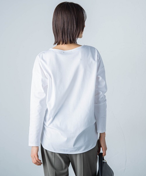 LAUTREAMONT（ロートレアモン）の「【WEB限定】UV/接触冷感スムースカットソー≪洗濯機で洗える≫（Tシャツ/カットソー・レディース・イエロー/ブラック/ライトグレー/ブラウン/ホワイト・7号/9号/11号）」の9枚目の写真
