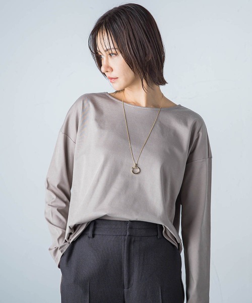 LAUTREAMONT（ロートレアモン）の「【WEB限定】UV/接触冷感スムースカットソー≪洗濯機で洗える≫（Tシャツ/カットソー・レディース・イエロー/ブラック/ライトグレー/ブラウン/ホワイト・7号/9号/11号）」の22枚目の写真
