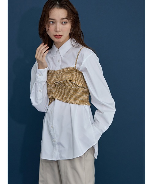 Stylevoice for xxx（スタイルヴォイスフォー）の「ギャザービスチェブラウスセット（シャツ/ブラウス・レディース・ブラック/マスタード/ライトピンク・FREE）」の10枚目の写真