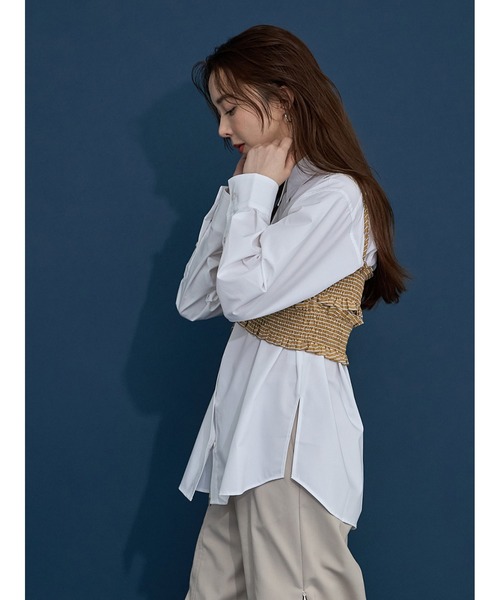 Stylevoice for xxx（スタイルヴォイスフォー）の「ギャザービスチェブラウスセット（シャツ/ブラウス・レディース・ブラック/マスタード/ライトピンク・FREE）」の12枚目の写真