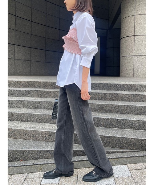 Stylevoice for xxx（スタイルヴォイスフォー）の「ギャザービスチェブラウスセット（シャツ/ブラウス・レディース・ブラック/マスタード/ライトピンク・FREE）」の8枚目の写真