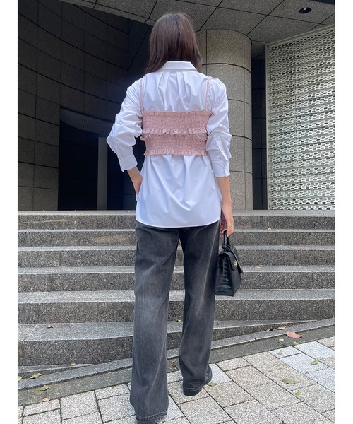 Stylevoice for xxx（スタイルヴォイスフォー）の「ギャザービスチェブラウスセット（シャツ/ブラウス・レディース・ブラック/マスタード/ライトピンク・FREE）」の9枚目の写真